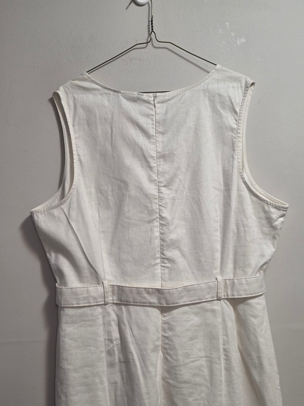 Banana Republic Off White Sleeveless Button-Front Linen Blend Dress with Belt - Picture 7 of 13